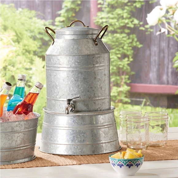 Galvanized Farmhouse Metal Beverage Dispenser